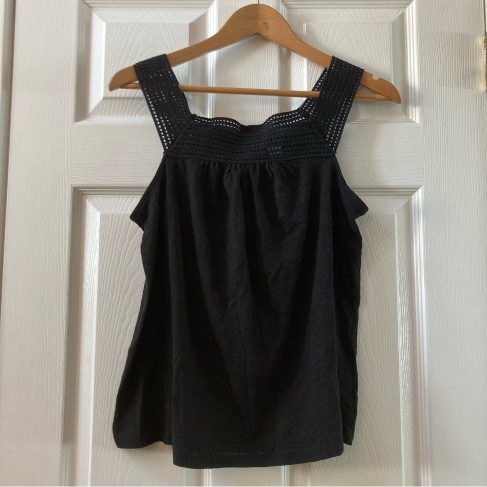 Old Navy Tank with Crochet Straps Black Soze Medium